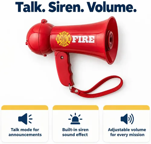 Vista 8 de Megáfono de bomberos de juguete para niños con sonido de sirena Micrófono de juguete manual