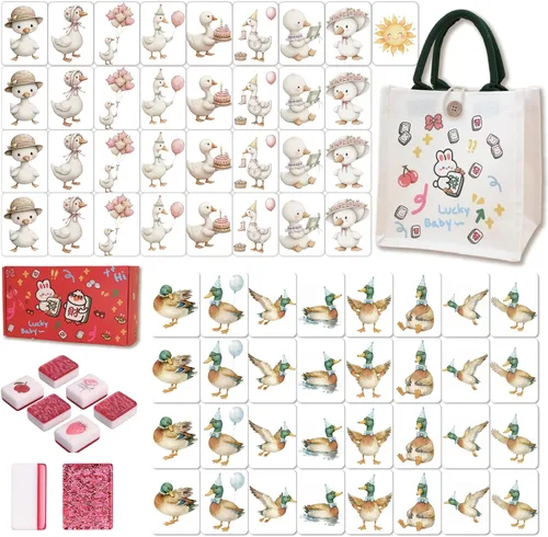 Vista 14 de Vita Mahjong - Juego de azulejos de 65 piezas, juego de mesa para 2 Panda y oso pardo