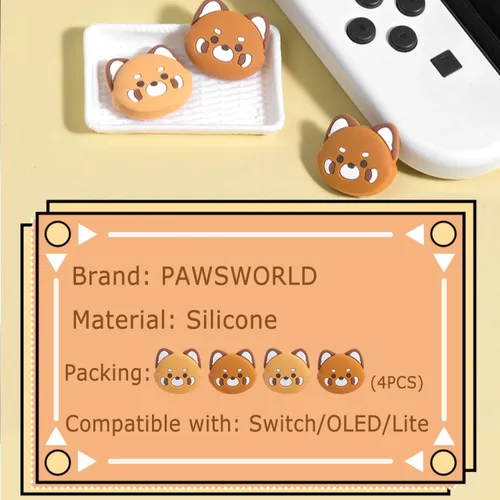 Vista 4 de PAWSWORLD Lindos agarres de pulgar para Nintendo Switch, tapas de joystick de interruptor suave, cubiertas de joystick de dibujos animados, tapas