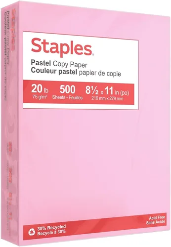 Vista 9 de Staples Papel multiusos pastel reciclado, 20 libras, 8.5 x 11 pulgadas, surtido, 400 hojas/paquete