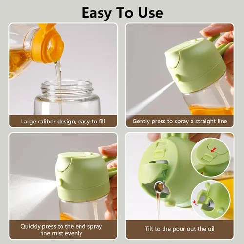 Vista 2 de SWEET VIEW Pulverizador de aceite 2PCS para cocinar 16oz/470ml