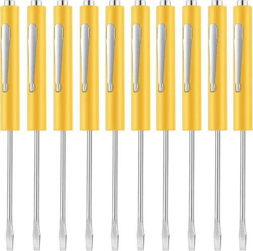 Vista 25 de Honoson 10 Piezas de Destornillador de Bolsillo Mini con Parte Superior y Clips de Bolsillo Magnéticos, Destornillador Pequeño Ranurado con Cabeza