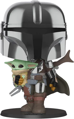 Vista 2 de Funko Pop! Star Wars: The Mandalorian - Figura de acción de vinilo cromada de 10 pulgadas con The Child