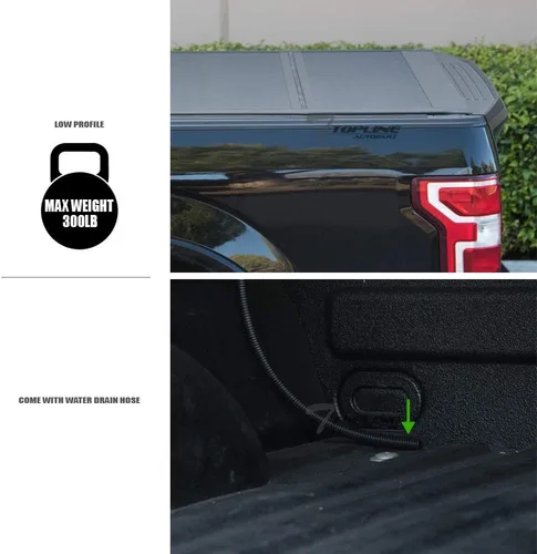 Vista 5 de Cubierta Tonneau de aluminio rígido de perfil bajo para caja de camioneta compatible con Toyota Tacoma 95-04 / 89-94 Pickup 6 pies (72 pulgadas)