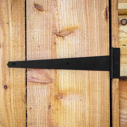 Vista 6 de uxcell 2 bisagras de puerta con correa en T, bisagras de puerta forjadas de 14 pulgadas, accesorios de hierro para granero de madera, cerca Negro