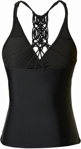Vista 2 de Holipick Tankini para mujer, cuello en V, control de abdomen, parte superior de baño, fruncido, sin parte inferior