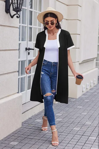 Vista 2 de Ekouaer Camisón Mujer Casas Cremallera Delantera Túnica Ligero Plumero Señora Floral Housedress Noche Casual con Bolsillo