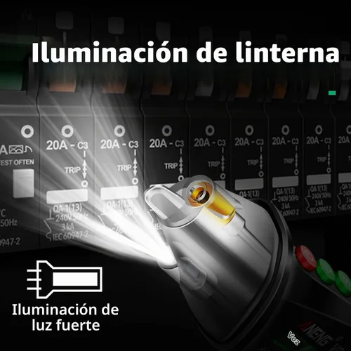 Vista 6 de ANENG - Probador de voltaje con transmisión de voz sin contacto con rango de CA 12V-1000V, herramientas eléctricas de cables vivo/nulo con pantalla