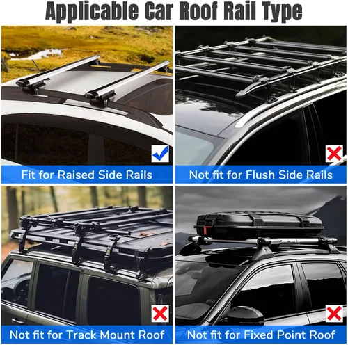 Vista 2 de Yescom Portaequipajes universales de aluminio de 50 pulgadas, barra de riel transversal de carga para equipaje, abrazadera ajustable para SUV