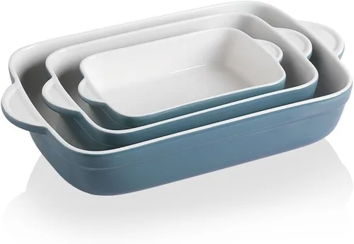 Vista 10 de Sweejar Plato de Cerámica para Hornear, Bandeja Rectangular Pequeña para Hornear con Asas Dobles, 20 Oz para Cocinar, Brownie, Cocina, 6.5 x 4.9 x