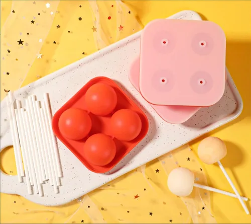 Vista 6 de Webake Juego de 3 moldes para piruletas, moldes de silicona para caramelos duros con 100 palitos de papel, moldes redondos 3D de caramelo con tapas