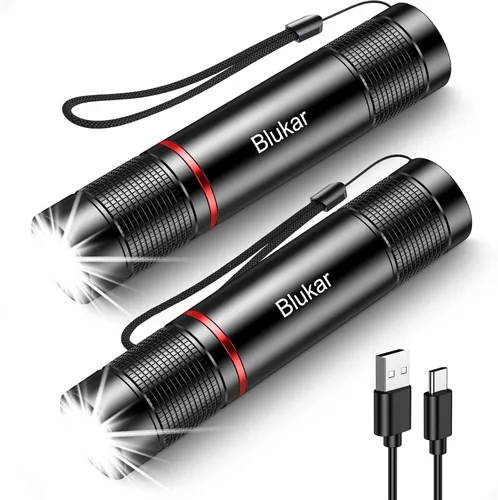Vista 10 de Blukar Linterna recargable, linterna de alto lúmenes, linterna LED pequeña súper brillante - Con zoom, brillo ajustable, de larga duración