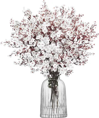 Vista 12 de Uieke - Ramo de 15 flores artificiales de Gypsophila tipo Baby Breath, flores de seda falsas de tacto real para hotel, hogar, oficina, cocina, baño