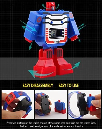 Vista 3 de vigoroso reloj digital Pu de Transformers Bumblebee Dibujos animados reloj de pulsera para niños y niñas.