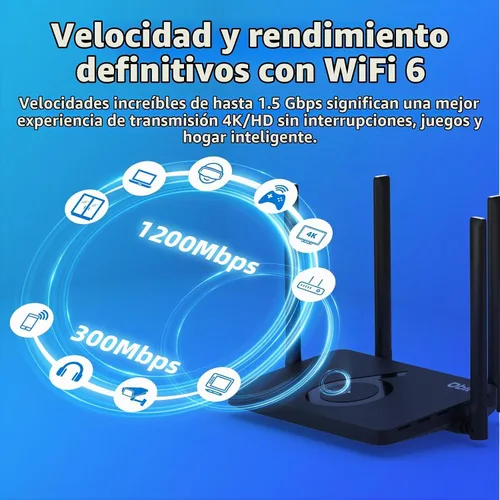 Vista 2 de DBIT AX1500 WiFi 6 Router de Internet inalámbrico de doble banda, velocidad inalámbrica de hasta 1.5 Gbps con 4* puertos Gigabit Ethernet