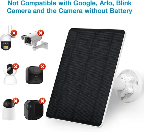 Vista 5 de Panel Solar para Cámara de Seguridad, Panel Solar USB de 5W para Cámaras DC 5V, Cargador de Panel Solar para Cámara Micro USB y USB-C y DC, Cargador