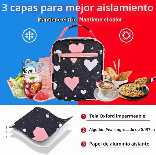 Vista 3 de Fiambrera para niños, loncheras para niños, lonchera para niñas, lonchera para la escuela