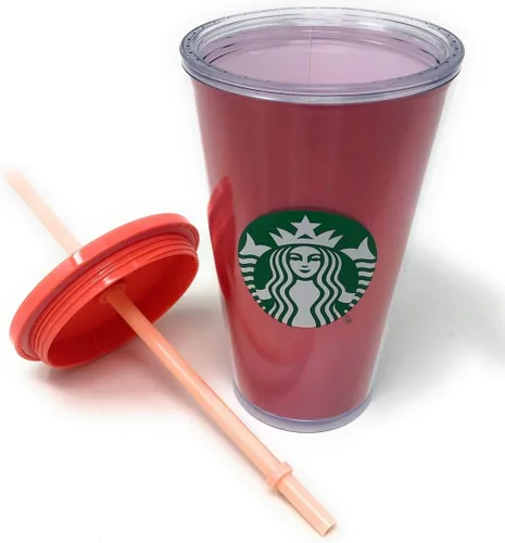 Vista 2 de Starbucks 2019 Winter Holidays - Vaso holográfico lenticular de 16 onzas, color rojo y rosa