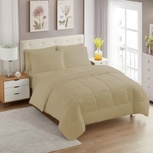 Vista 67 de Sweet Home Collection Juego de edredón de 7 piezas de color sólido para todas las estaciones, manta alternativa de plumón suave y lujosas sábanas