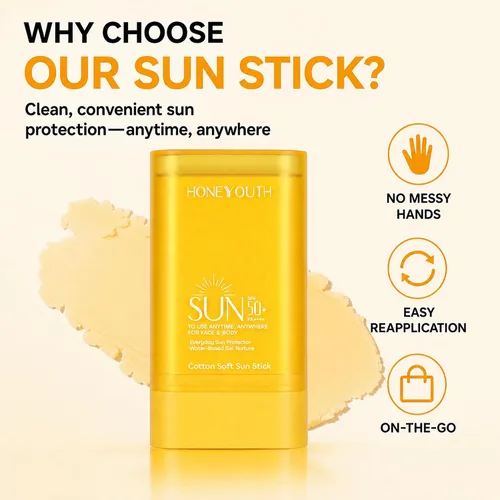 Vista 9 de Protector solar SPF 50+ en barra para cara y cuerpo, tamaño de viaje Protección solar Protector solar ligero y no graso con fácil aplicación