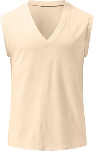 Vista 3 de Camiseta sin mangas para hombre, sexy, cuello en V, sin mangas, playa, verano, casual, para fitness, culturismo, camiseta sin mangas