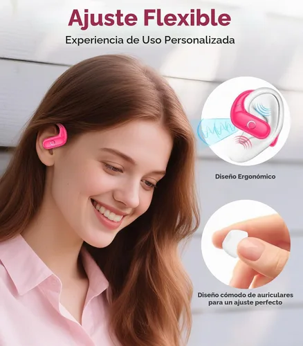Vista 3 de MOZOTER Auriculares inalámbricos Bluetooth 5.3 deportivos, auriculares con sonido de graves profundos, 60 horas de reproducción, ajuste cómodo