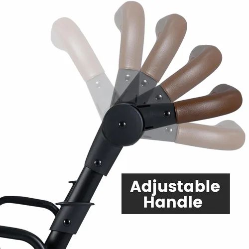 Vista 6 de INFANS Cochecito doble sentado y de pie, tándem plegable con respaldo reclinable de plataforma de pie, manillar y reposapiés ajustables, cesta