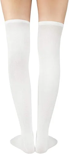 Vista 3 de American Trends Calcetines altos hasta la rodilla para mujer, calcetines largos y cálidos hasta el muslo para cosplay, calcetines atléticos a rayas