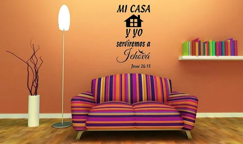 Vista 4 de Yoursidecal - Calcomanías de pared españolas para Pared Mi Casa Y Yo Serviremos a Jehová Mensajes Textos Biblicos Decorativos Citas Decoración