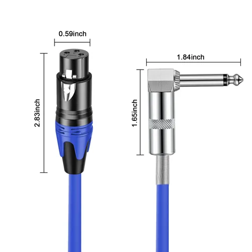 Vista 2 de (2 unidades/1.5 pies) XLR hembra a 1/4 TS ángulo recto, cable de micrófono hembra de 1/4 TS a XLR hembra, para mezclador de micrófono, instrumentos