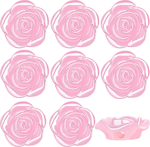 Vista 12 de 100 cuentas espaciadoras de rosas de plástico ABS con forma de flor de rosa, cuentas de rosas lindas, accesorios para adornos para manualidades, Azul