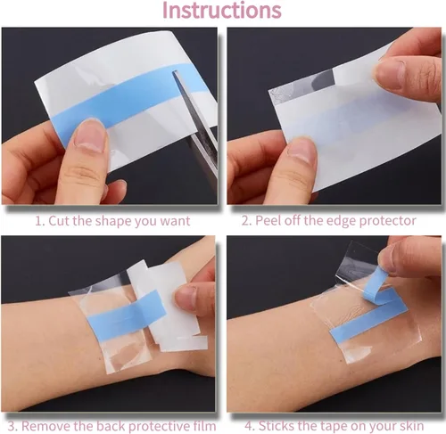 Vista 4 de Cinta elástica transparente para levantamiento de senos, brasier adhesivo invisible como cinta de moda, cinta corporal o cinta transgénica, Claro