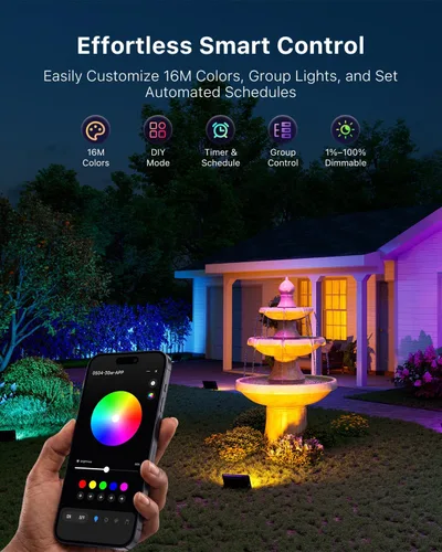 Vista 2 de FALOVE Paquete de 2 luces de inundación RGB inteligentes de 50 W de 500 W