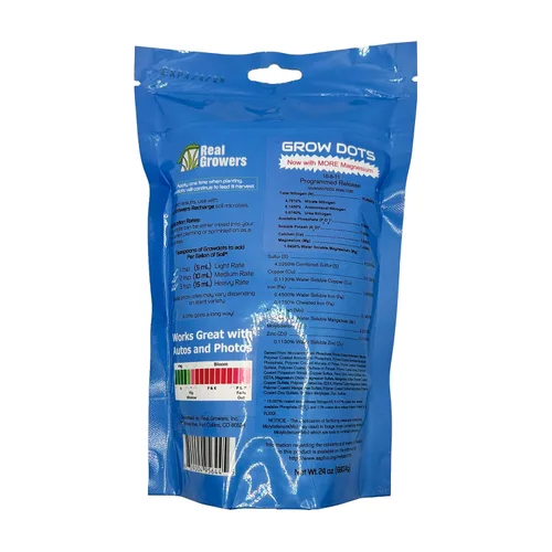 Vista 2 de Real Growers Grow Dots Classic 6lb - Nutrientes de liberación programada de una sola aplicación a granel para cultivos sin suelo
