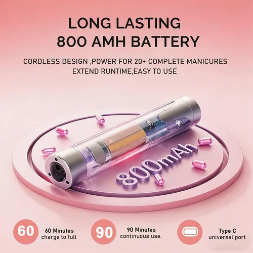 Vista 6 de Mini UV Nail Lamp for Gel Nails, Rechargeable Handheld Gel X Lamp with Smart Auto Sensor, 360 Gooseneck Magnetic Stand, Dual Timer & LED Display