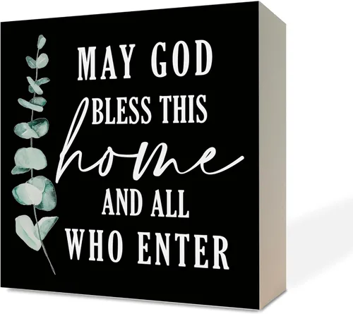 Vista 35 de Letreros de madera cristianos, letreros de madera con versículos bíblicos 1 Corintios 13:4-8, letreros de caja para decoración de mesa, decoración