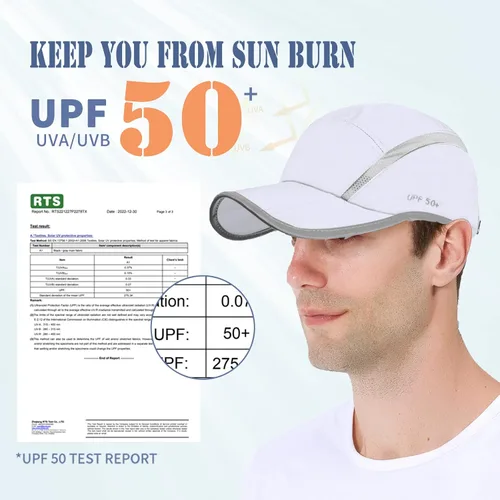 Vista 14 de ELLEWIN Gorra de béisbol unisex UPF 50 sin estructura, con pico grande y plegable