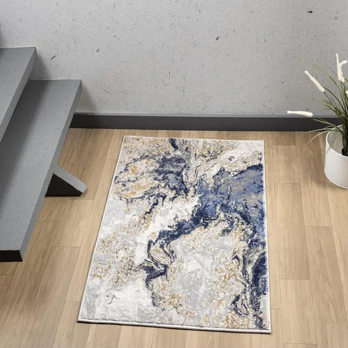 Vista 10 de LUXE WEAVERS - Alfombra abstracta con diseño de mármol, color azul, 2 x 3