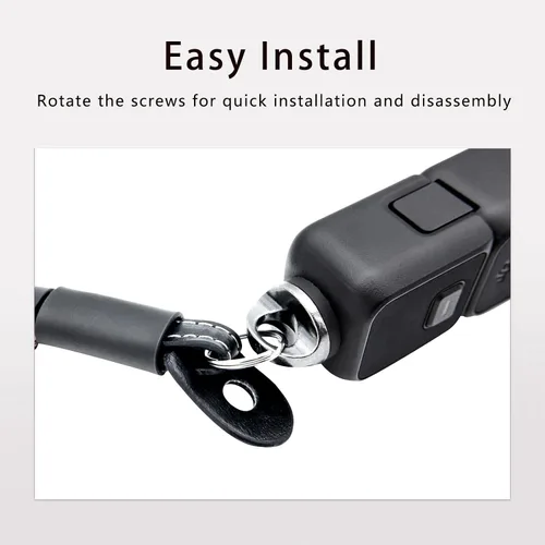 Vista 6 de Correa de mano de cuero para DJI OSMO Pocket 3 Accesorios de cámara con 1/4 tornillo pulsera de mano, Marrón