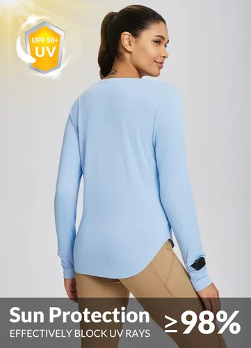 Vista 128 de BALEAF - Camisetas de sol de manga larga para mujer, con FPU 50+, para senderismo, ligeras, de secado rápido, protección contra rayos ultravioleta