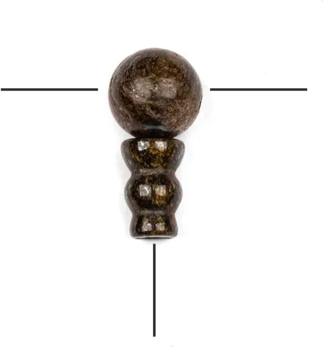 Vista 21 de Cherry Blossom Beads Piedra preciosa Mala Guru Bead – Turquesa africana – Tres agujeros 0.394 in redondo con torre de 0.276x0.394 in – Tres