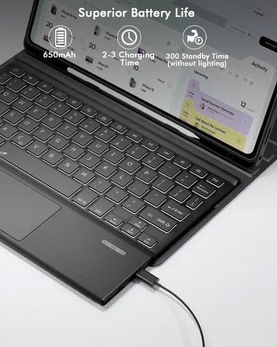 Vista 3 de Doohoeek Funda de teclado para Samsung Galaxy Tab A11+ Plus de 11 pulgadas 2025 y A9+ Plus 2023, teclado Bluetooth con trackpad y funda de sarga