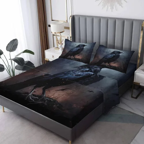Vista 35 de Juego de sábanas tamaño individual con águila calva, sábanas de cama de águila, microfibra suave y bolsillo profundo y sábanas estampadas sin