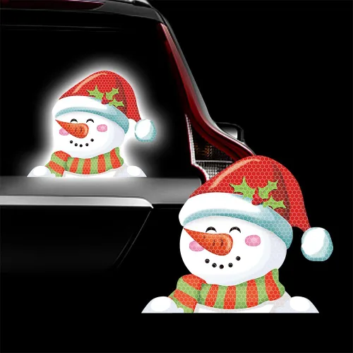 Vista 45 de Pegatina Navideña de Papá Noel Asomado, Lindas Pegatinas de Venado y Muñeco de Nieve para Ventana, Adhesivos para Parachoques de Coche, Adornos