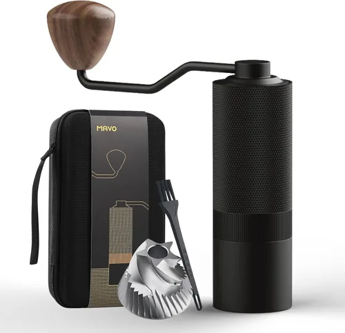 Vista 5 de MAVO Molinillo de Café Manual, Molinillo de Café de Mano Wizard, Capacidad 25g con Rebaba Cónica Hexagonal de Acero Inoxidable CNC, Configuración