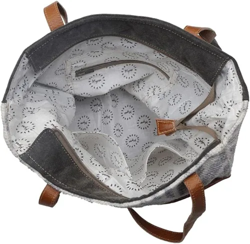 Vista 6 de Myra Bag Urbane Elegance Bolso de mano Upcrecycled Algodón y Cuero S-2812