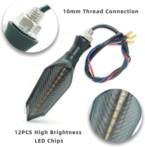 Vista 4 de Luces LED direccionales universales delanteras y traseras para motocicleta, CC 48 V, 52 V, 60 V, 72 V, intermitentes, luces intermitentes, bombillas