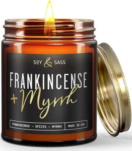 Vista 11 de Vela de bálsamo, velas de Navidad perfumadas – Vela de soja 'bálsamo + cedro', con abeto bálsamo, cedro y cítricos - Infundida con aceites