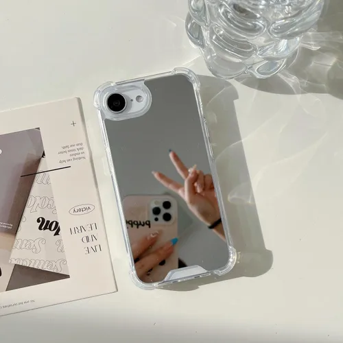 Vista 10 de Funda compatible con iPhone 11 con espejo con parachoques a prueba de golpes, parte trasera dura, delgada, cubierta protectora delgada para niñas