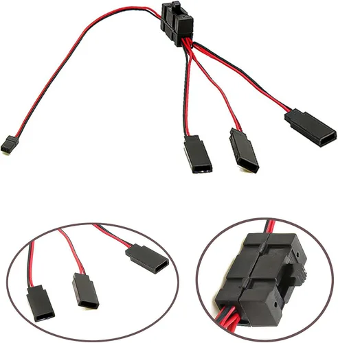 Vista 6 de DAGIJIRD 1/10 RC Crawler Car Cable de luz de alambre de 3 vías con interruptor para SCX10 TRX-4